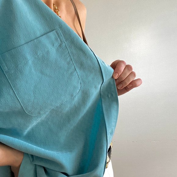 Vintage Textured Silk Slouchy Button Up - Picture 3 of 5